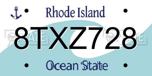 8TXZ728 Rhode Island License Plate