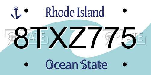 8TXZ775 Rhode Island License Plate