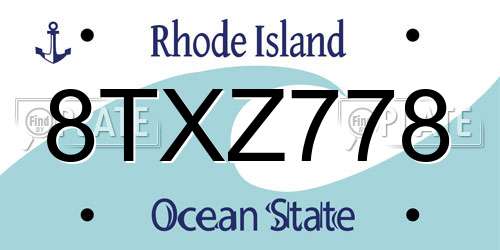 8TXZ778 Rhode Island License Plate