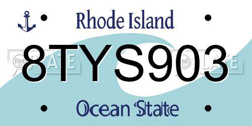 8TYS903 Rhode Island License Plate