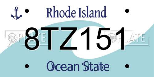8TZ151 Rhode Island License Plate