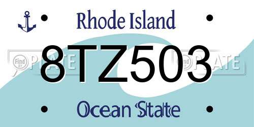 8TZ503 Rhode Island License Plate