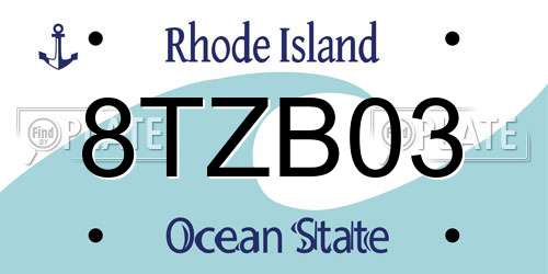 8TZB03 Rhode Island License Plate
