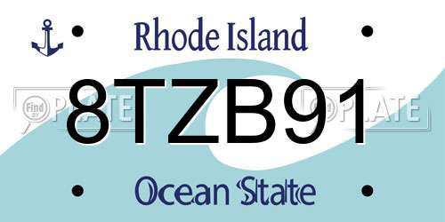 8TZB91 Rhode Island License Plate