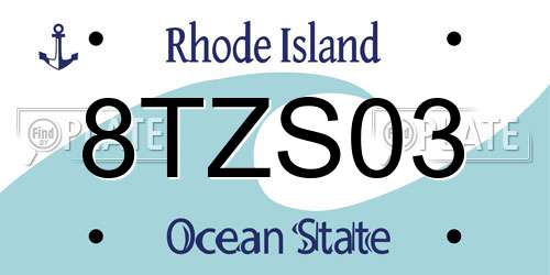 8TZS03 Rhode Island License Plate