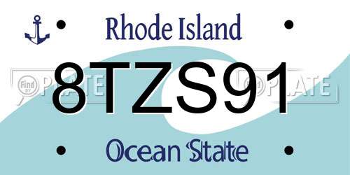 8TZS91 Rhode Island License Plate