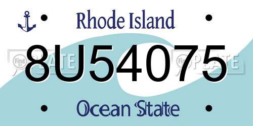8U54075 Rhode Island License Plate