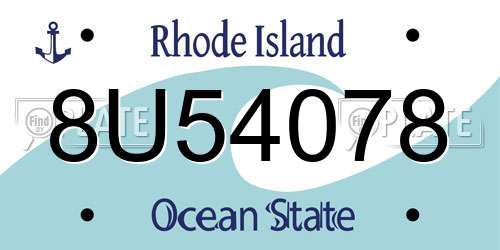 8U54078 Rhode Island License Plate