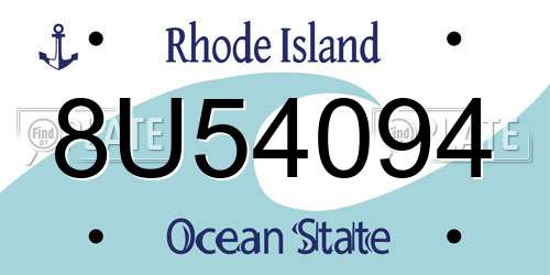 8U54094 Rhode Island License Plate