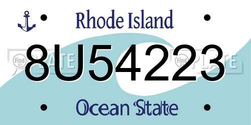 8U54223 Rhode Island License Plate