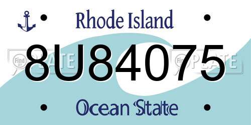8U84075 Rhode Island License Plate