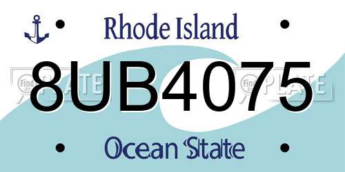 8UB4075 Rhode Island License Plate