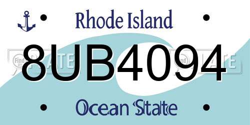 8UB4094 Rhode Island License Plate