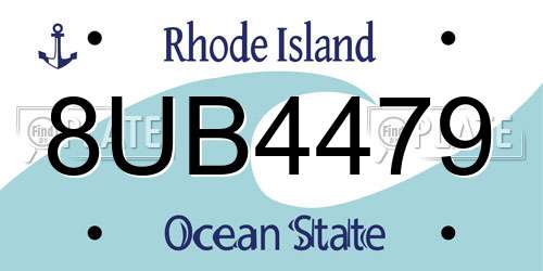 8UB4479 Rhode Island License Plate