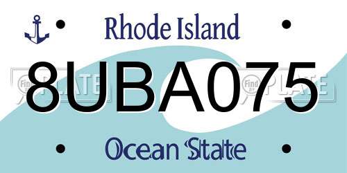 8UBA075 Rhode Island License Plate