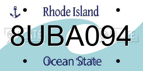 8UBA094 Rhode Island License Plate