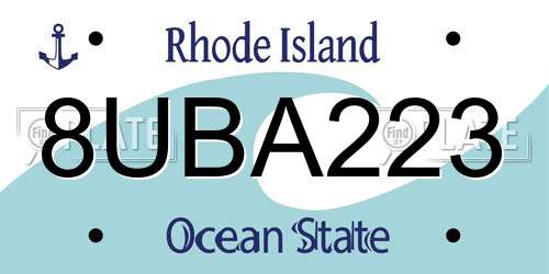 8UBA223 Rhode Island License Plate