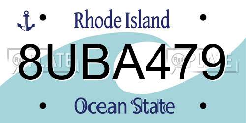 8UBA479 Rhode Island License Plate