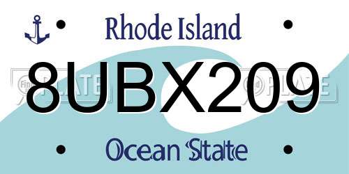 8UBX209 Rhode Island License Plate