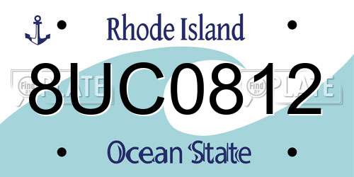 8UC0812 Rhode Island License Plate