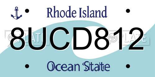 8UCD812 Rhode Island License Plate