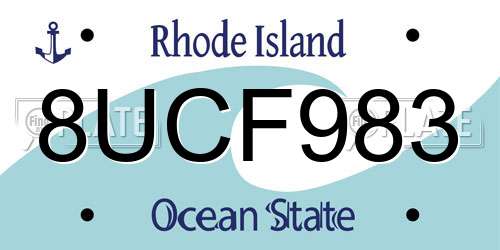 8UCF983 Rhode Island License Plate