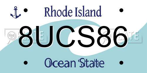 8UCS86 Rhode Island License Plate
