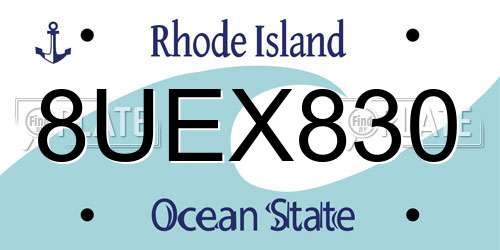8UEX830 Rhode Island License Plate