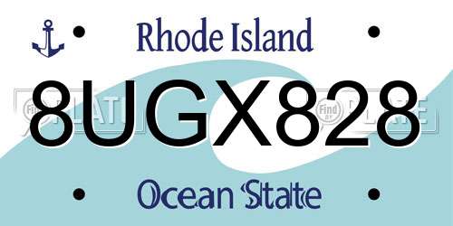 8UGX828 Rhode Island License Plate