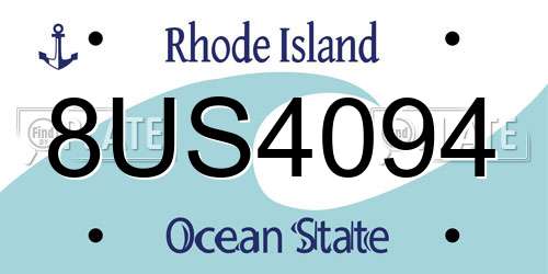 8US4094 Rhode Island License Plate