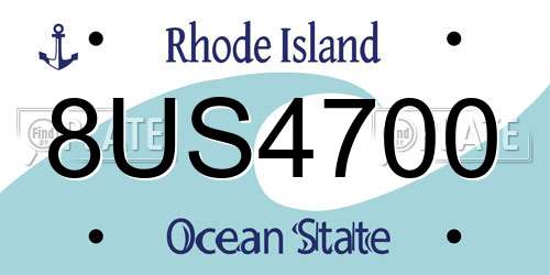8US4700 Rhode Island License Plate