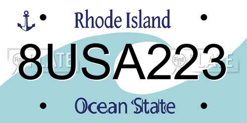 8USA223 Rhode Island License Plate