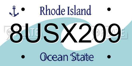 8USX209 Rhode Island License Plate