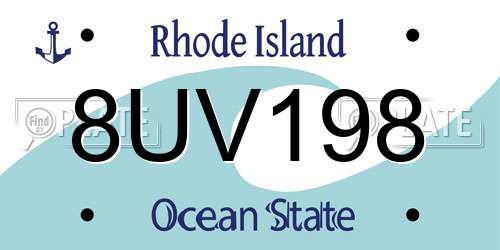 8UV198 Rhode Island License Plate