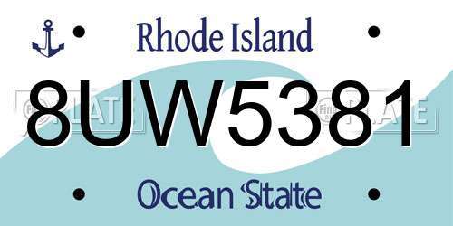 8UW5381 Rhode Island License Plate