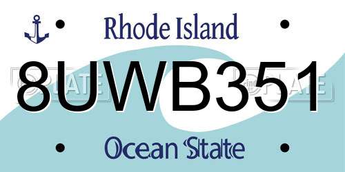 8UWB351 Rhode Island License Plate