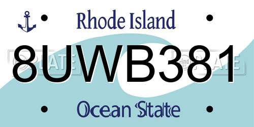 8UWB381 Rhode Island License Plate