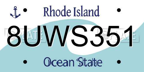 8UWS351 Rhode Island License Plate