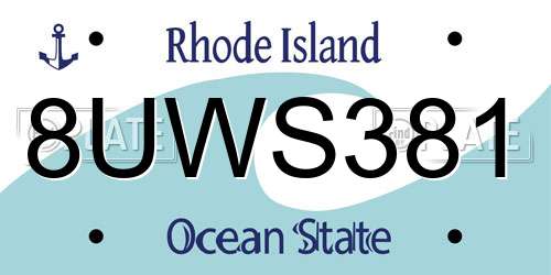 8UWS381 Rhode Island License Plate