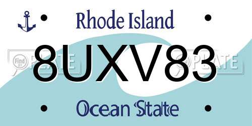 8UXV83 Rhode Island License Plate