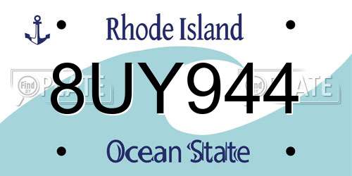 8UY944 Rhode Island License Plate