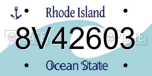8V42603 Rhode Island License Plate