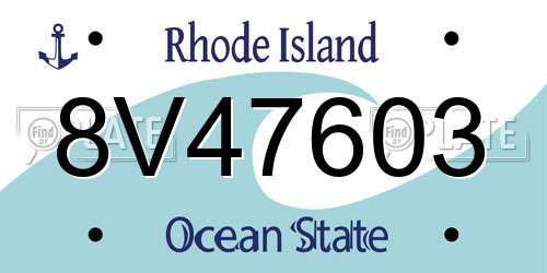 8V47603 Rhode Island License Plate