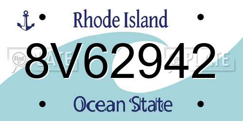 8V62942 Rhode Island License Plate