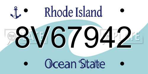 8V67942 Rhode Island License Plate