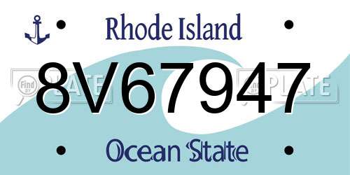 8V67947 Rhode Island License Plate