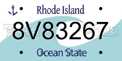 8V83267 Rhode Island License Plate