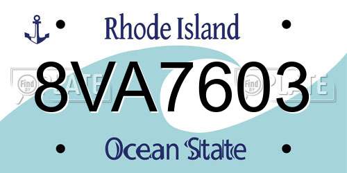 8VA7603 Rhode Island License Plate