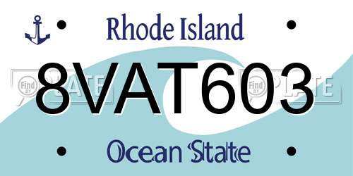 8VAT603 Rhode Island License Plate