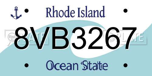 8VB3267 Rhode Island License Plate